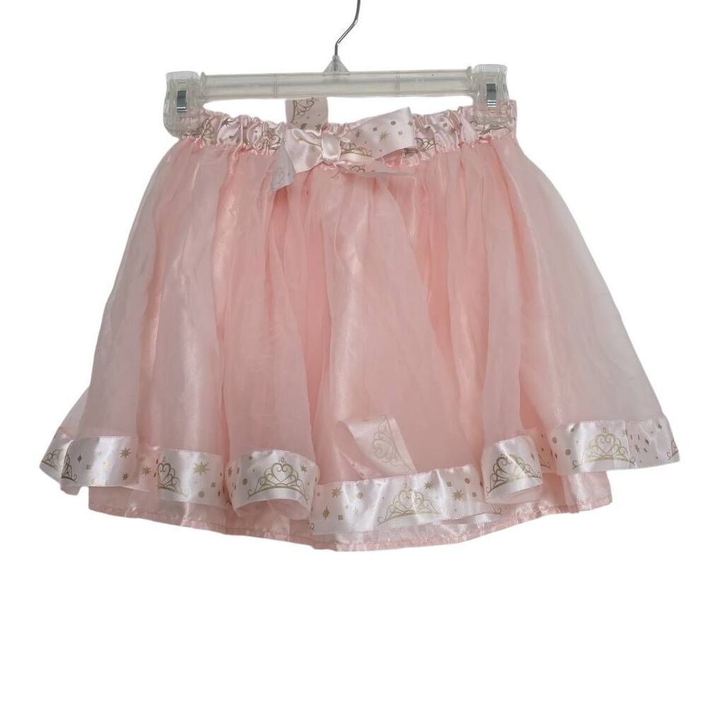 Disney Parks Girl's Size 10/12 Pink Gold Tulle Ribbon Tiara Skirt